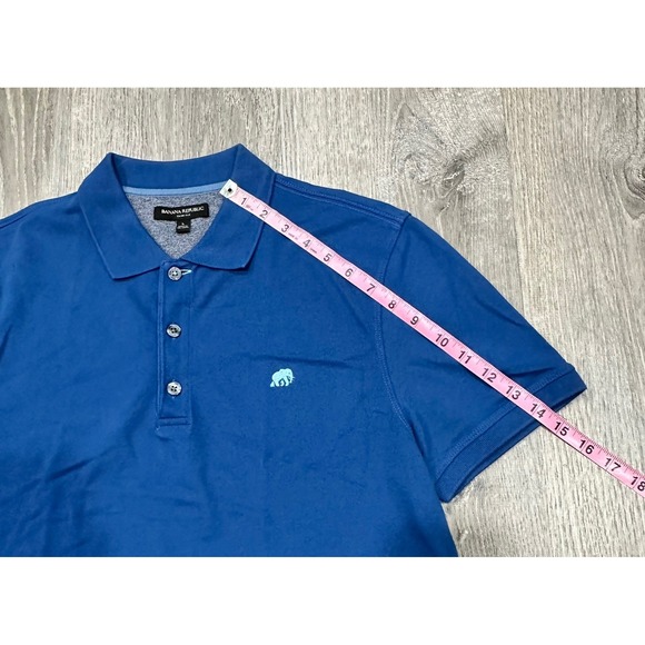 Banana Republic Pique Polo Shirt Men's Large Blue Elephant Slim Casual Golf Polo - Picture 5 of 9